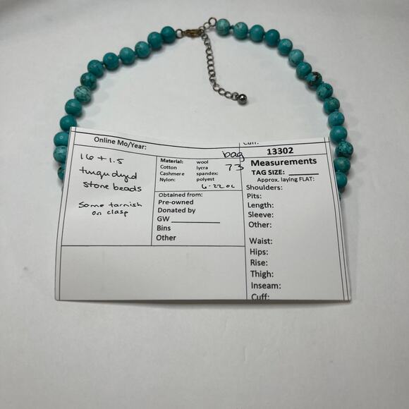 necklace turquoise colored dyed stone simple beads beaded boho trendy - Picture 8 of 8